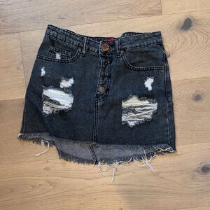 Signature8 Black Distressed Denim Mini Skirt